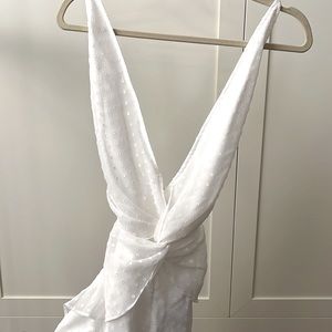 By the way; white chiffon polka dot open back romper